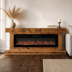 Rustic Wood freestanding fireplace to hold an LED electric fake fireplace