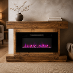 Rustic Wood freestanding fireplace to hold an LED electric fake fireplace