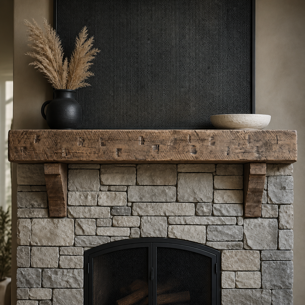 Rustic Wood Fireplace Mantel