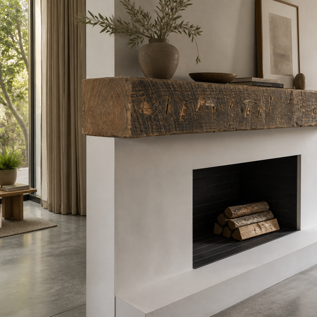 Solid Beam Fireplace Mantel