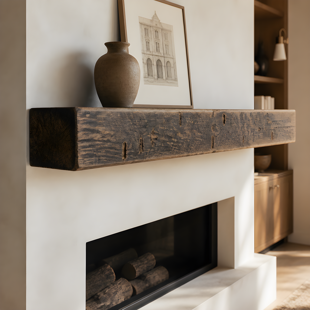 Solid Beam Fireplace Mantel