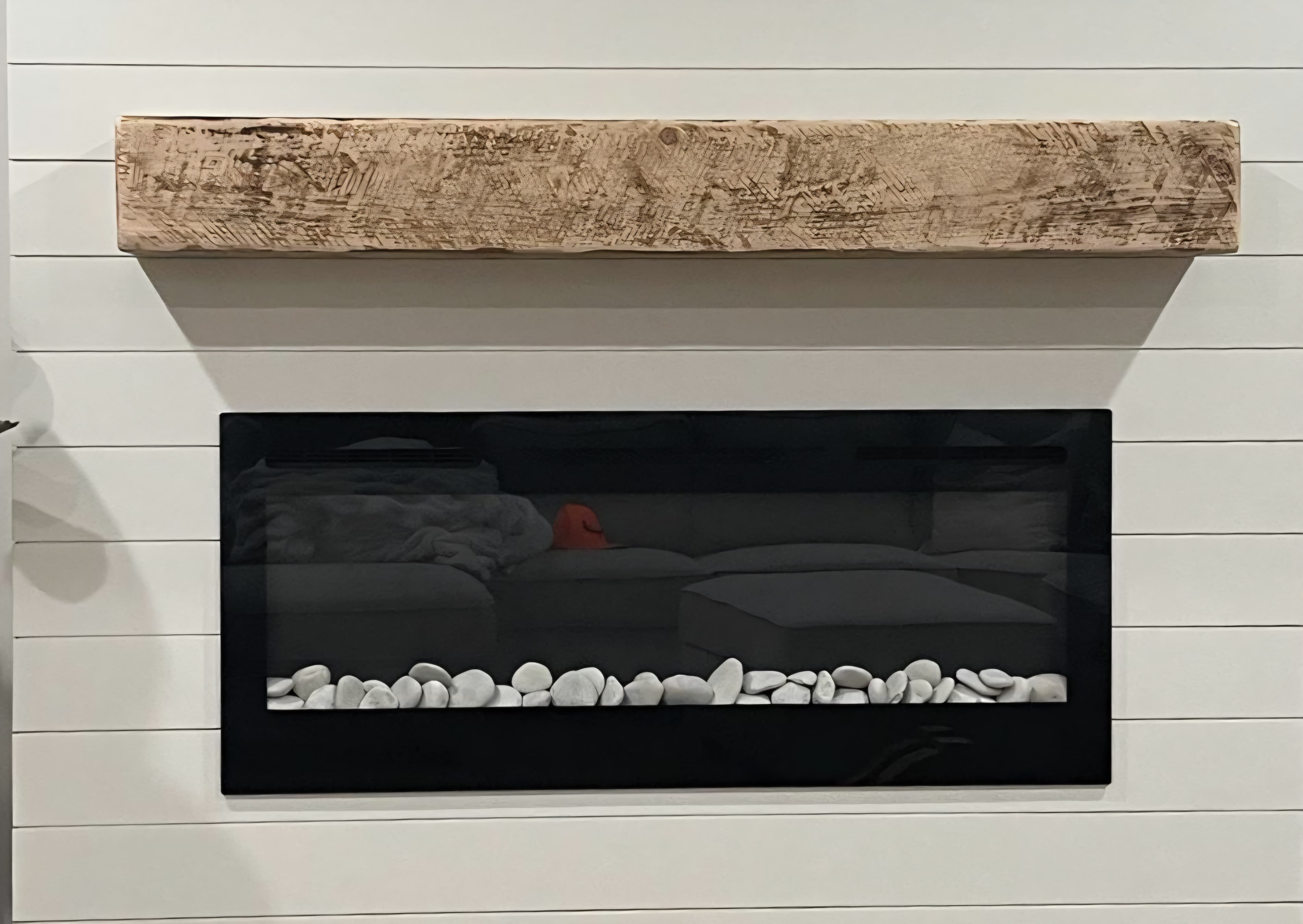 Rustic wood hand hewn barn beam mantel custom made with a reclaimed aged distressed antique look