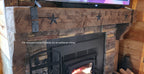 Rustic wood hand hewn barn beam mantel custom made with a reclaimed aged distressed antique look