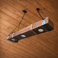 Rustic wood barn beam chandelier 8" x 4"