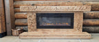 Rustic hand hewn wood freestanding fireplace to hold an LED electric fake fireplace